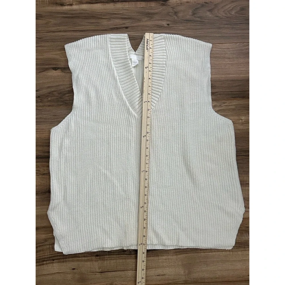 H&M Men's V-neck Knit Sweater Vest Off White Size‎ XL